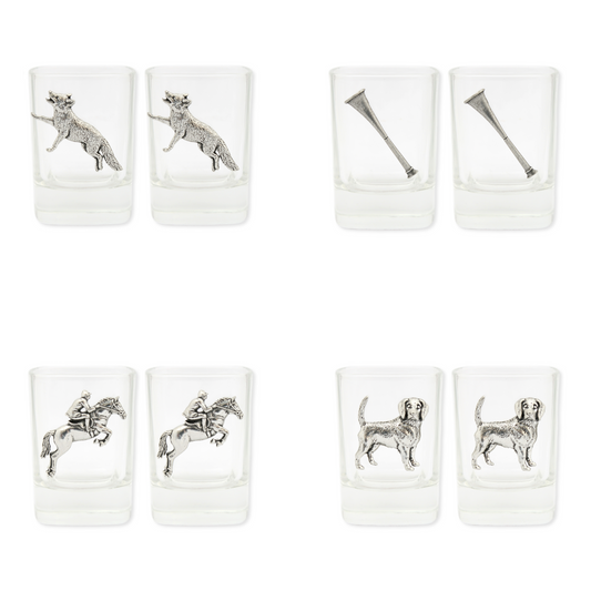 Fox Hunting Design Pair of 50ml Spirit Shot Glasses