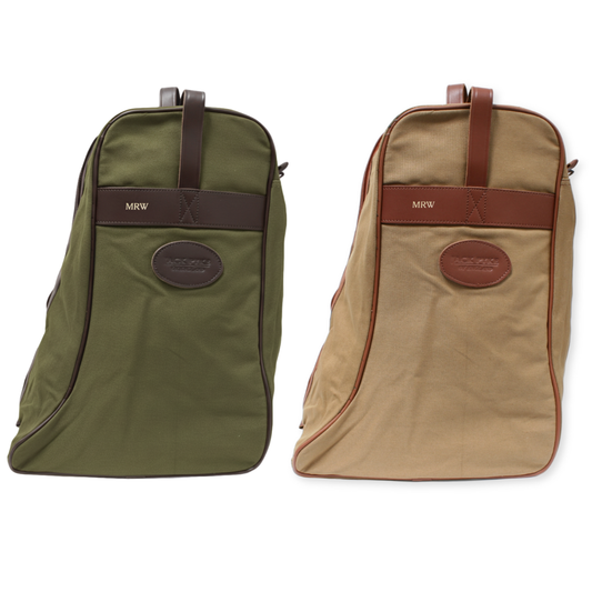 Personalised Canvas Welly Bag Heavy Duty Boot Bag with Embossed Initials