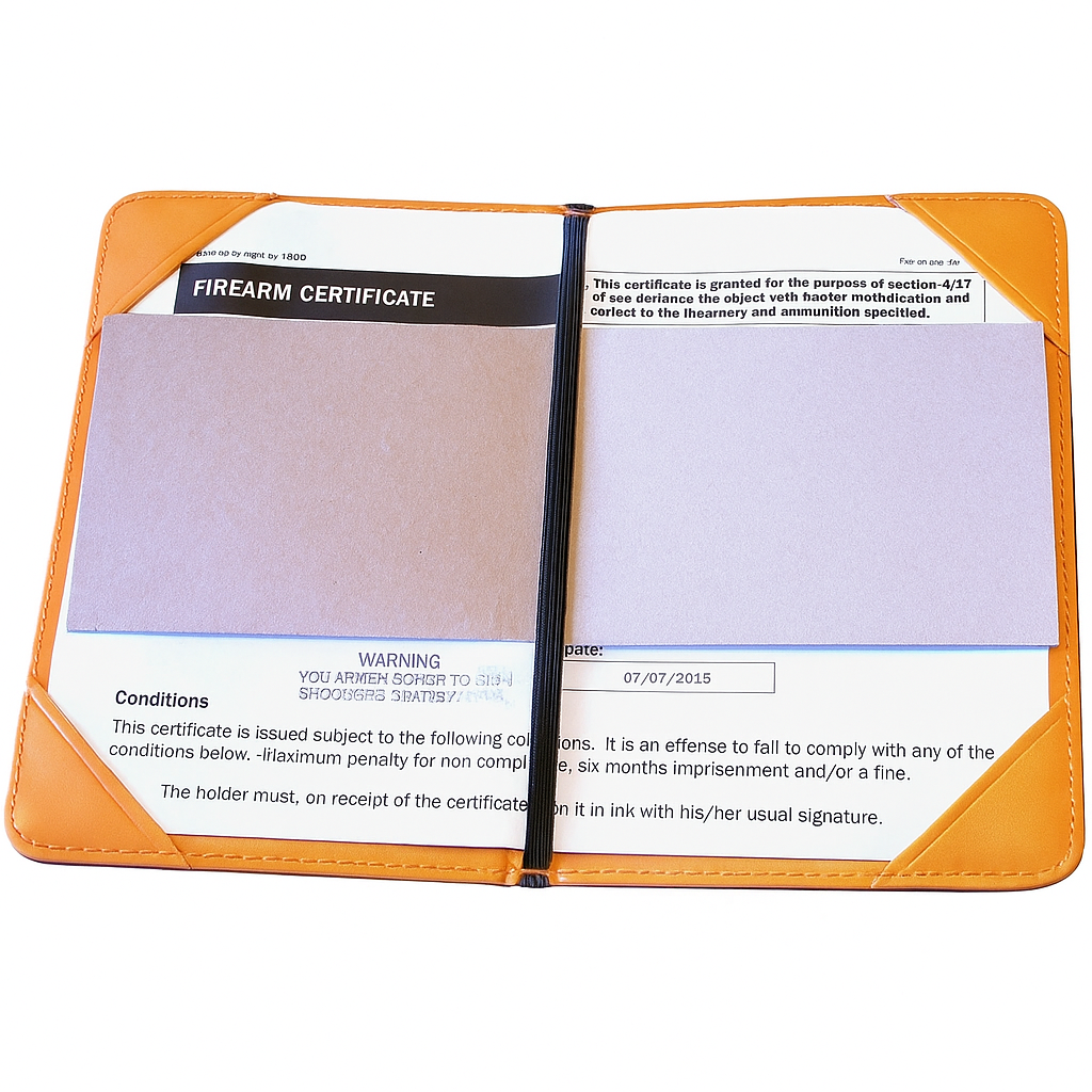 Rifle & Shotgun Firearms Licence Holder Set Brown