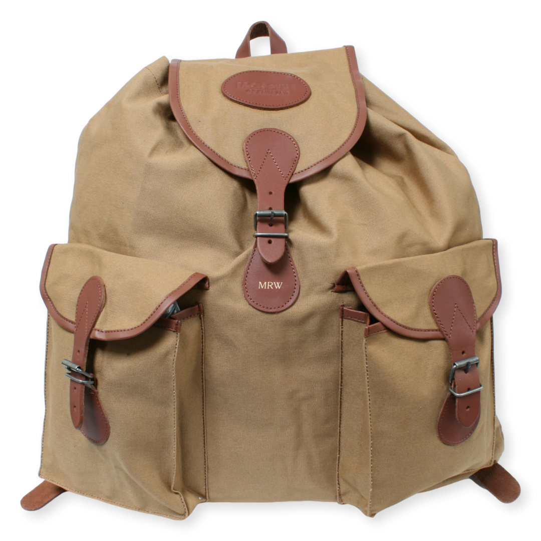 Personalised Canvas Roe Sack – Embossed Initials Hunting Bag with Leather Straps