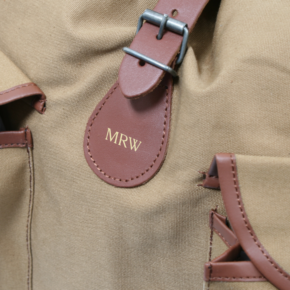 Personalised Canvas Roe Sack – Embossed Initials Hunting Bag with Leather Straps