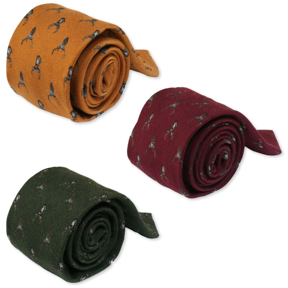 Personalised Silk Stag Tie Gift Boxed Burgundy, Mustard Or Green Background