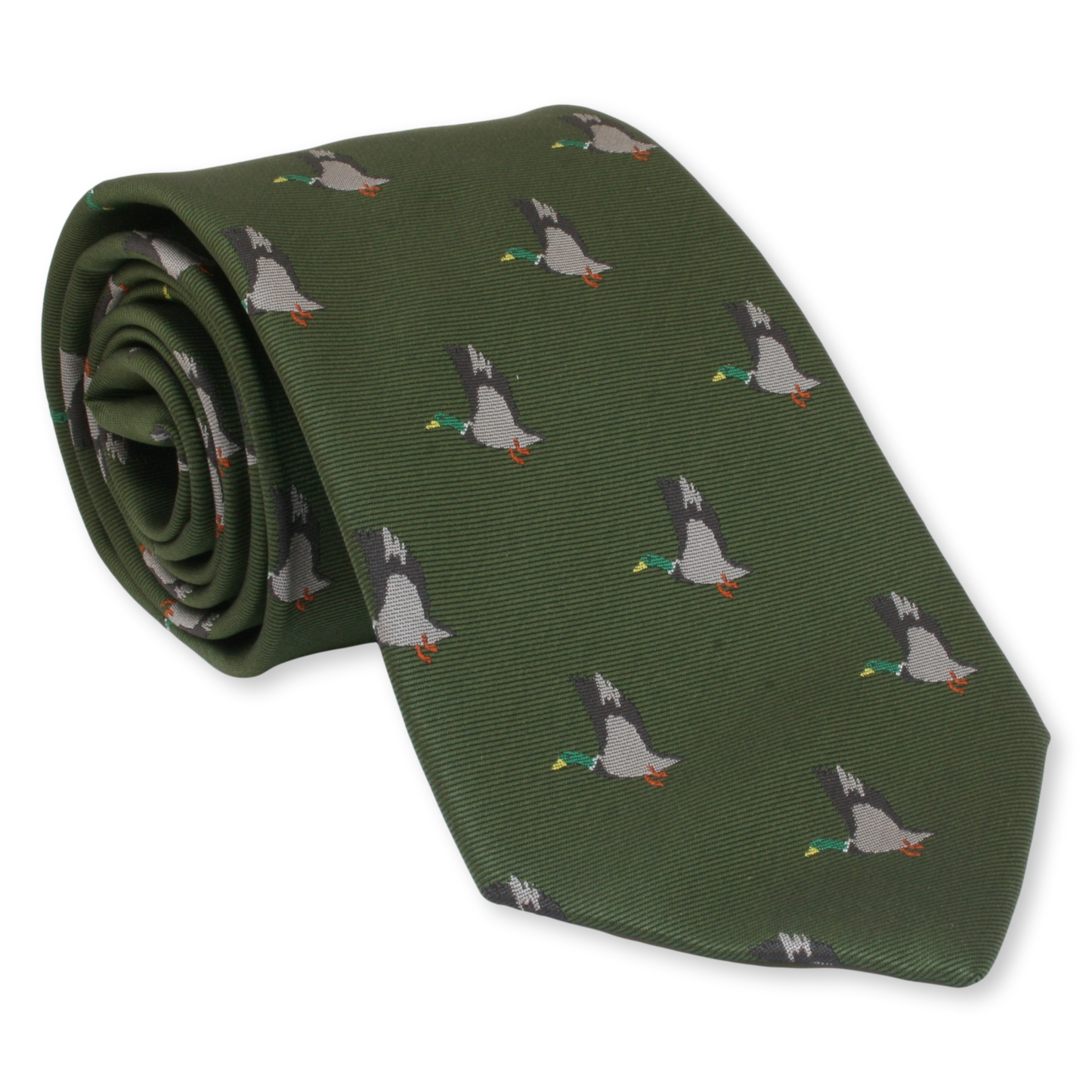 Mallard Green Or Burgundy Neck Duck Tie In Custom Wooden Gift Box