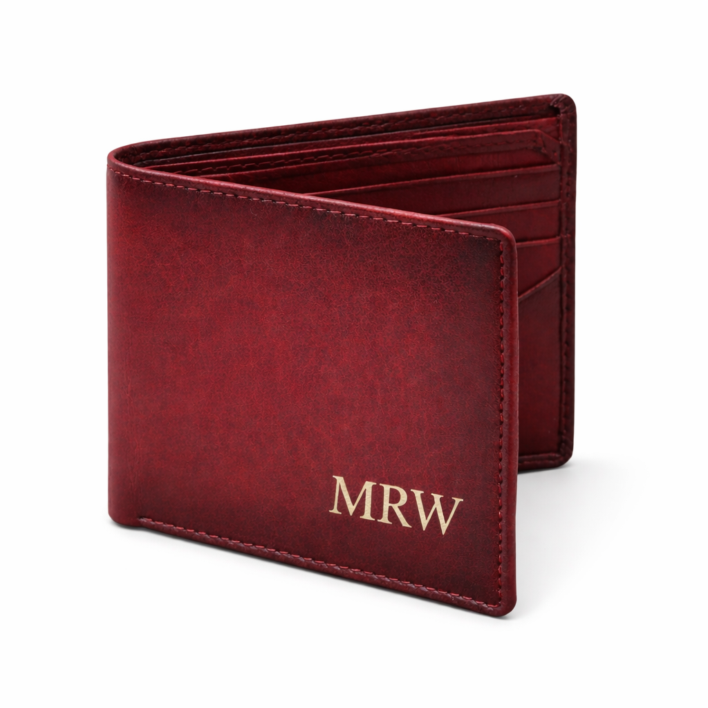 Burgundy Wallet Standing Open