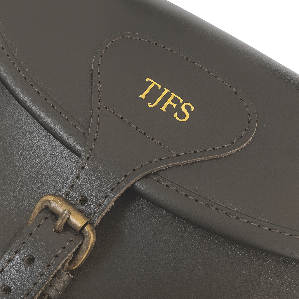Personalised Initials Leather Shotgun Cartridge Bag With Shoulder Strap
