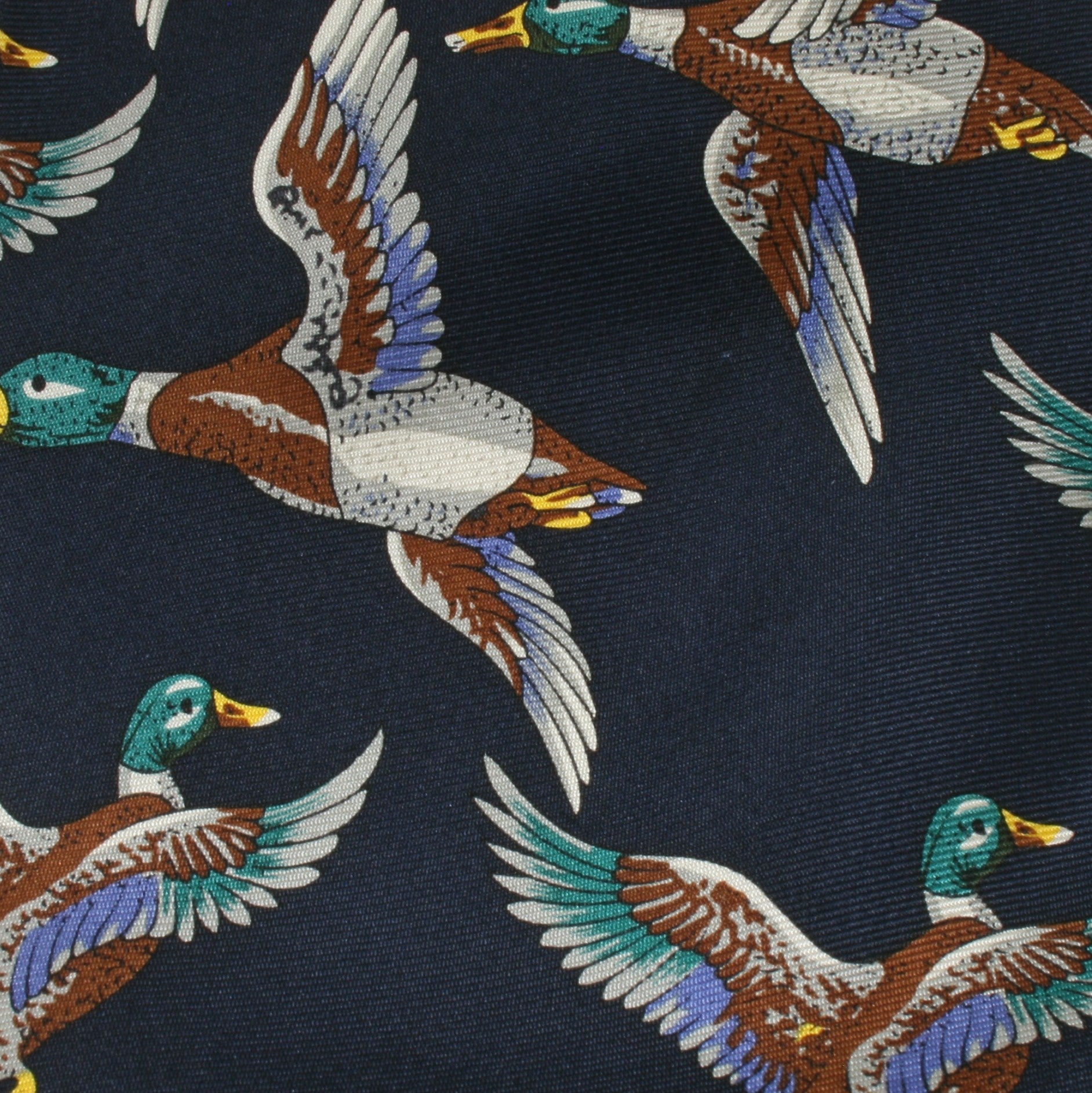 blue duck tie close up