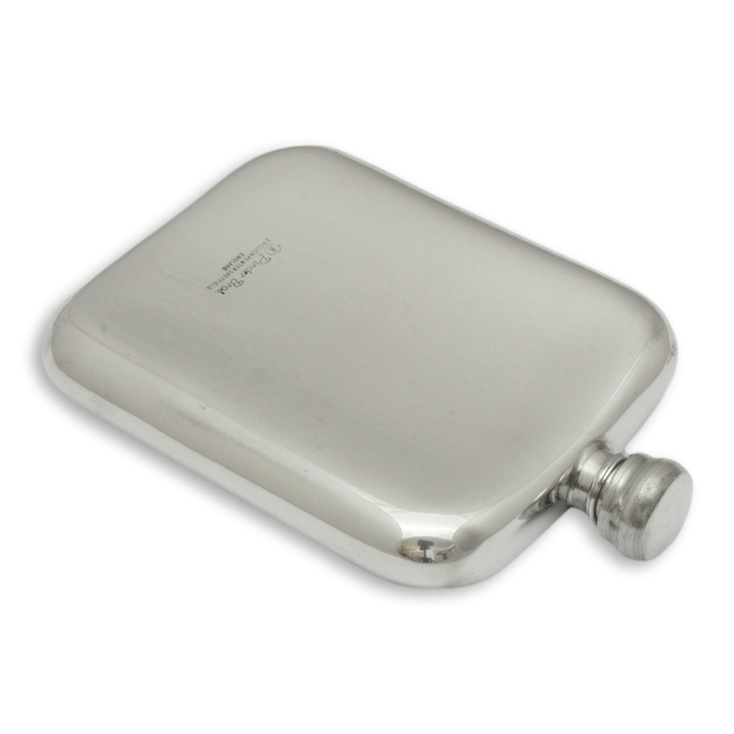 English Pewter Kidney Hip Flask Back