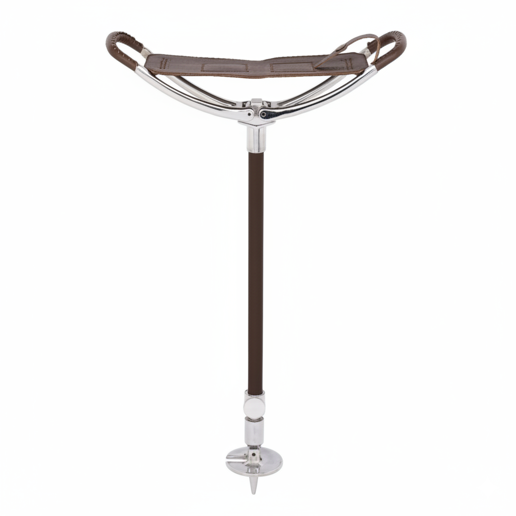 Shooting Stick Seat in Brown Leather