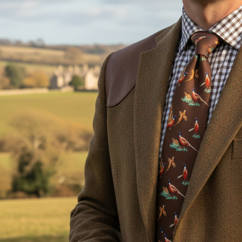 Brown Cock and Hen Bird Pheasant Tie