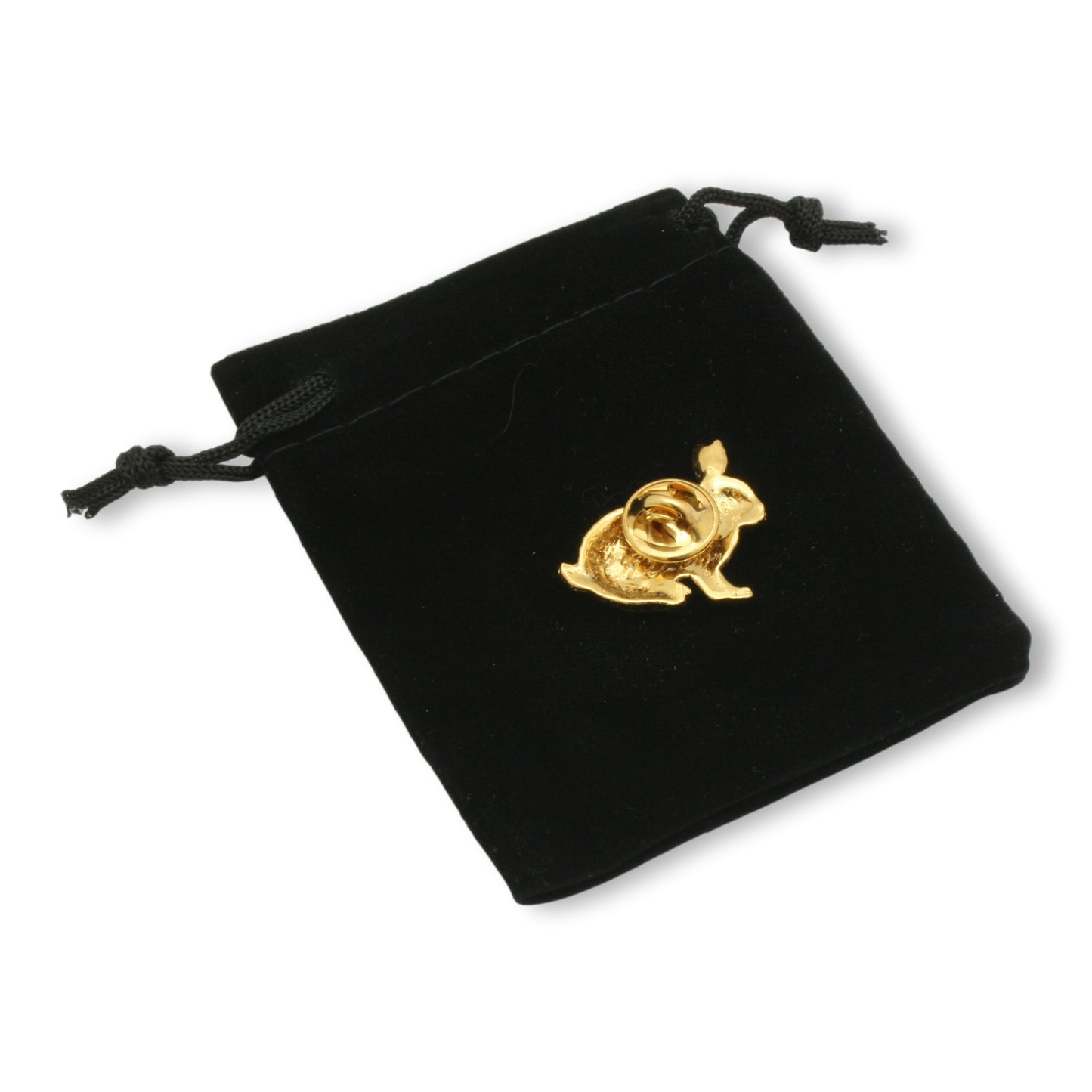 Gold Rabbit Pin Badge Back