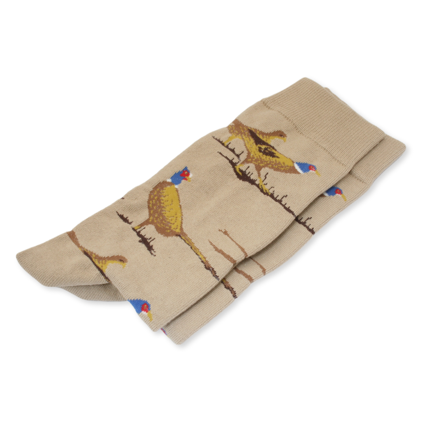 Pheasant Cock Bird Socks Light Brown Cotton Size 6-11