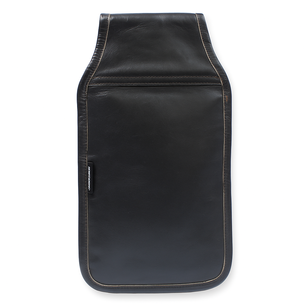Black leather car seat cover on a white background