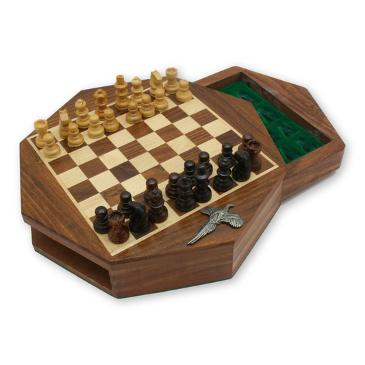 Pheasant Octagonal Wooden Chess Set