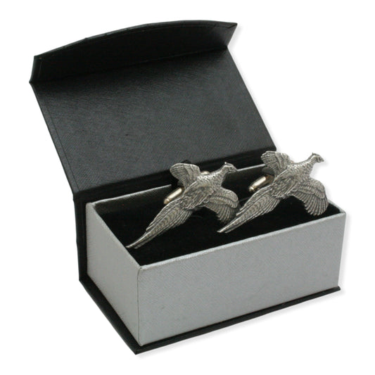 Pheasant English Pewter Cufflinks Set In Box