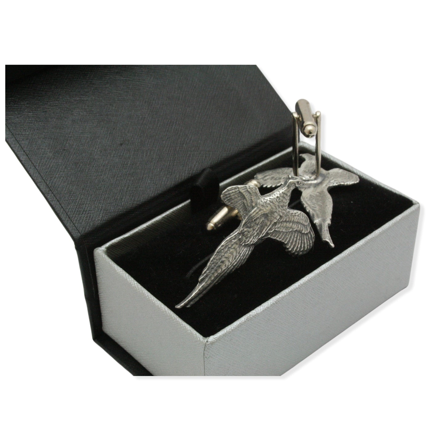 Pheasant English Pewter Cufflinks Set In Box