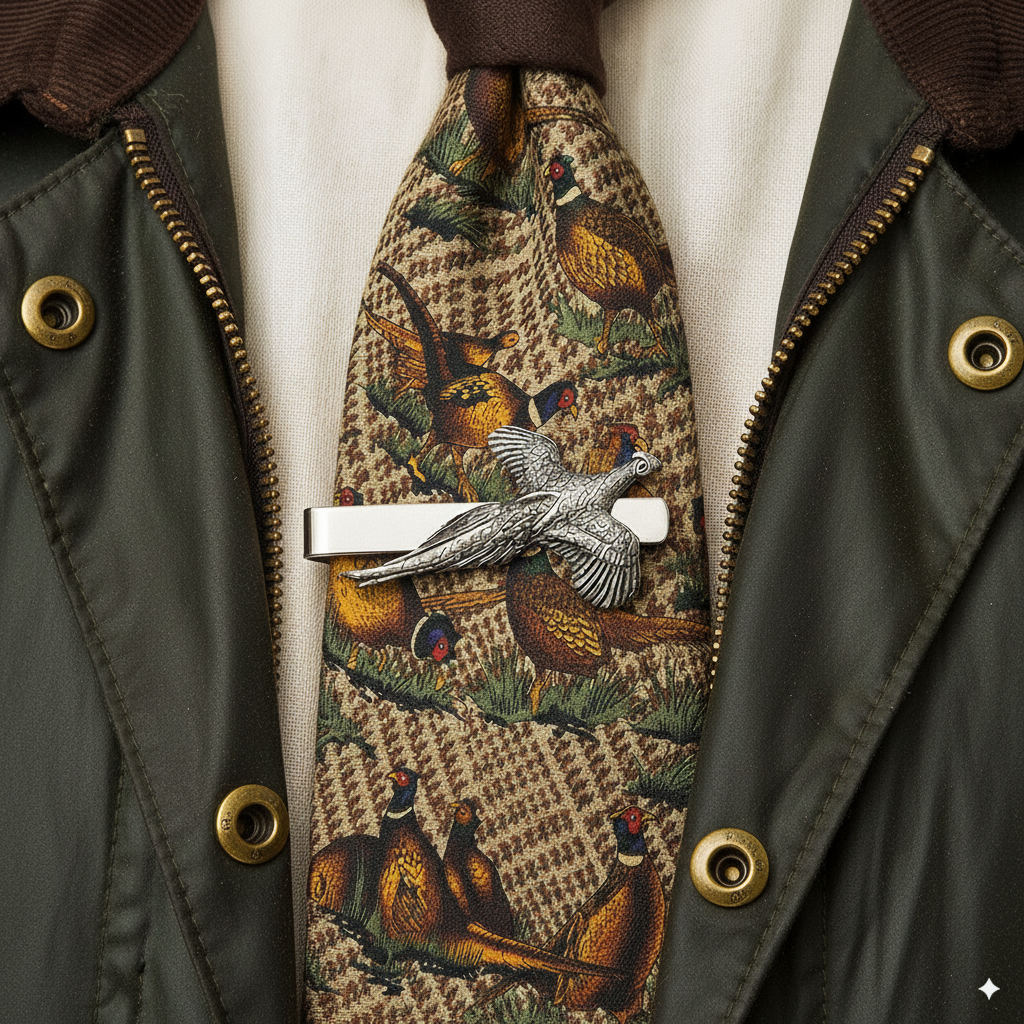 Pheasant Tie Clip Pewter