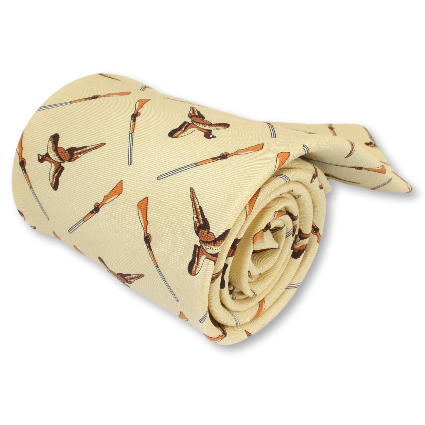 Pheasant and Shotgun Yellow Tie Back