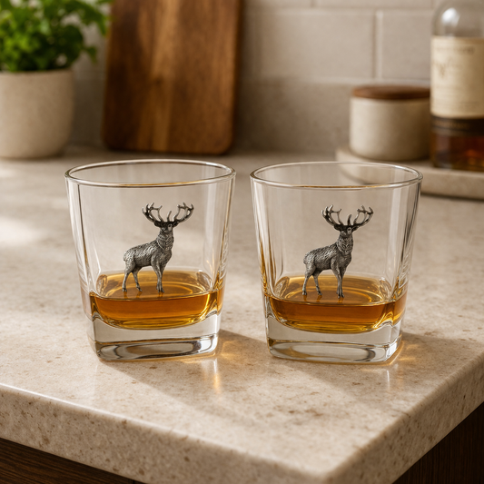 Hunting Pair Of Whiskey Glass Tumblers