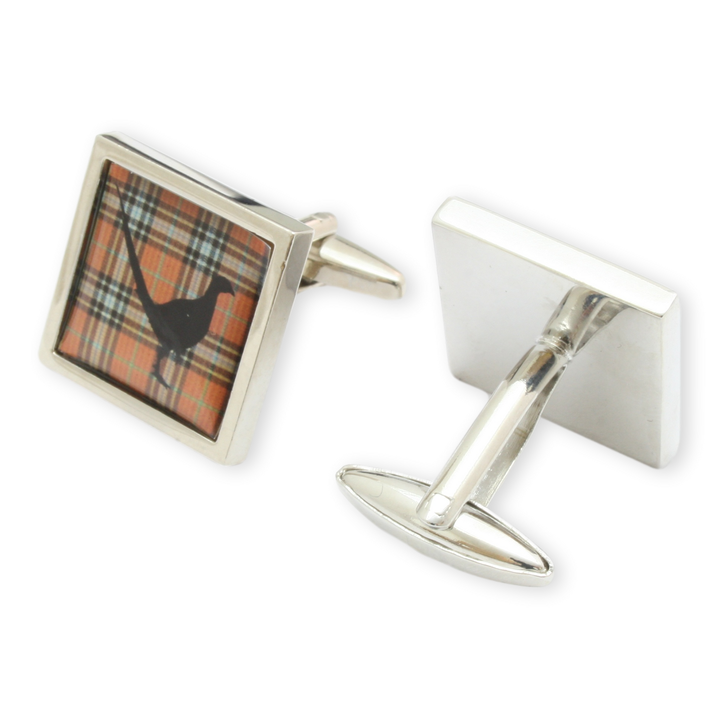 Tartan Pheasant Cufflinks Back & Front