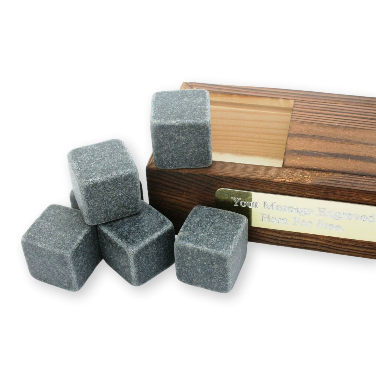Game Shooter Whiskey Stones in Wooden Box Personalised Gold Plaque