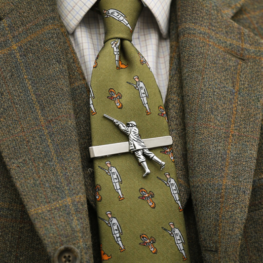 Game Shooter Tie Clip Silver or Gold Stainless Steel & Pewter