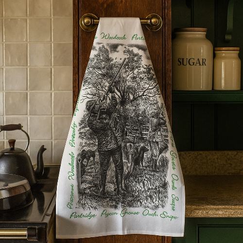 Hunting Scene or Working Dogs Design Tea Towel