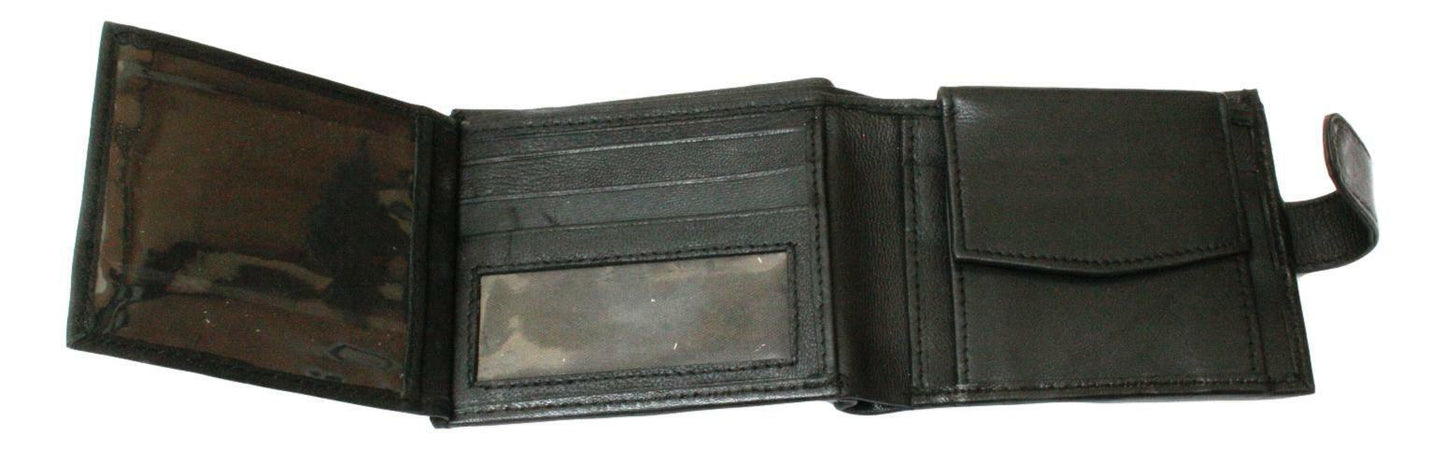 Stag Head Leather Wallet In Black Or Brown