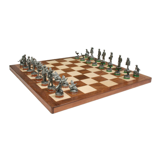 Shooting Chess Set Hand Cast In English Pewter