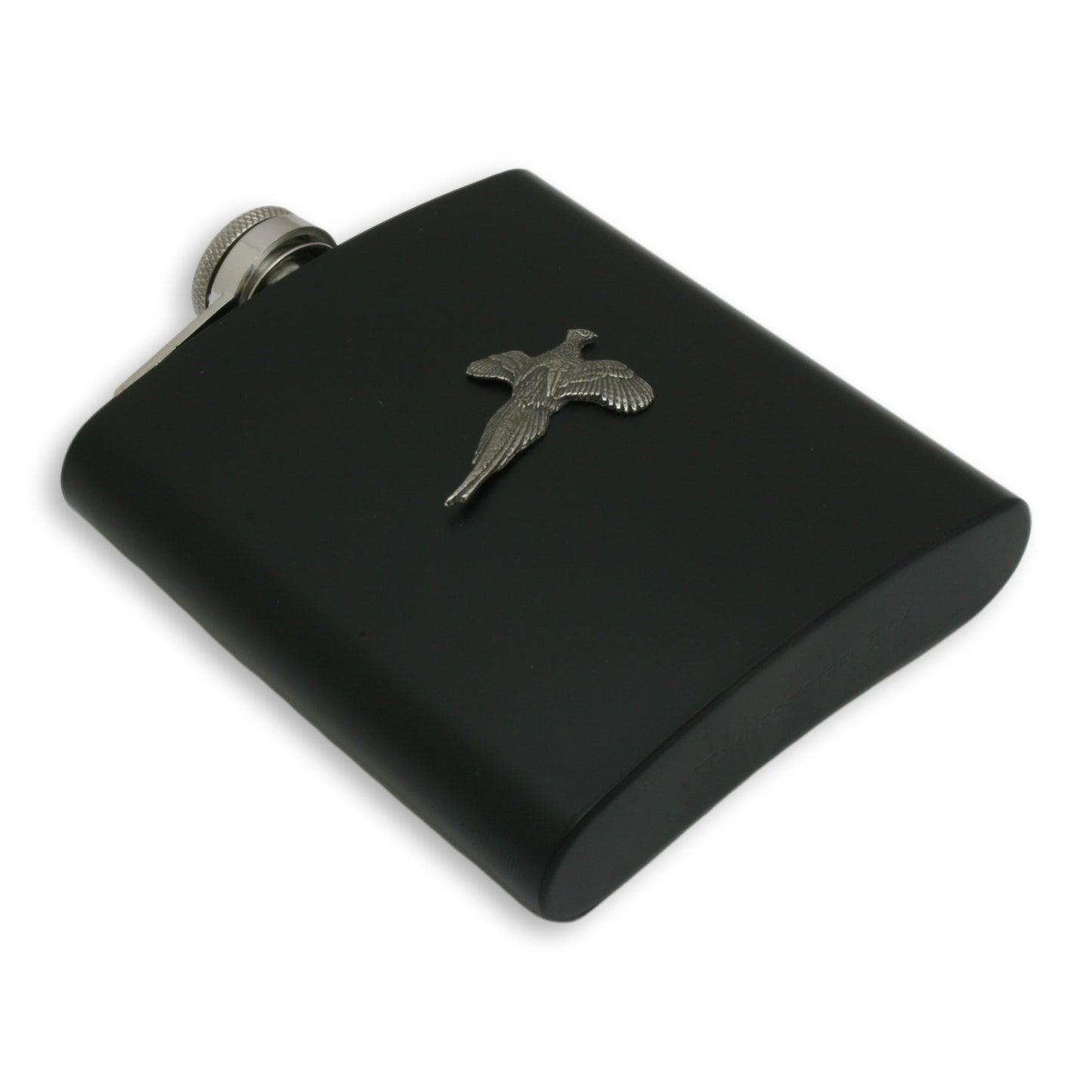 Pheasant Hip Flask 6oz Stainless Steel or Matte Black