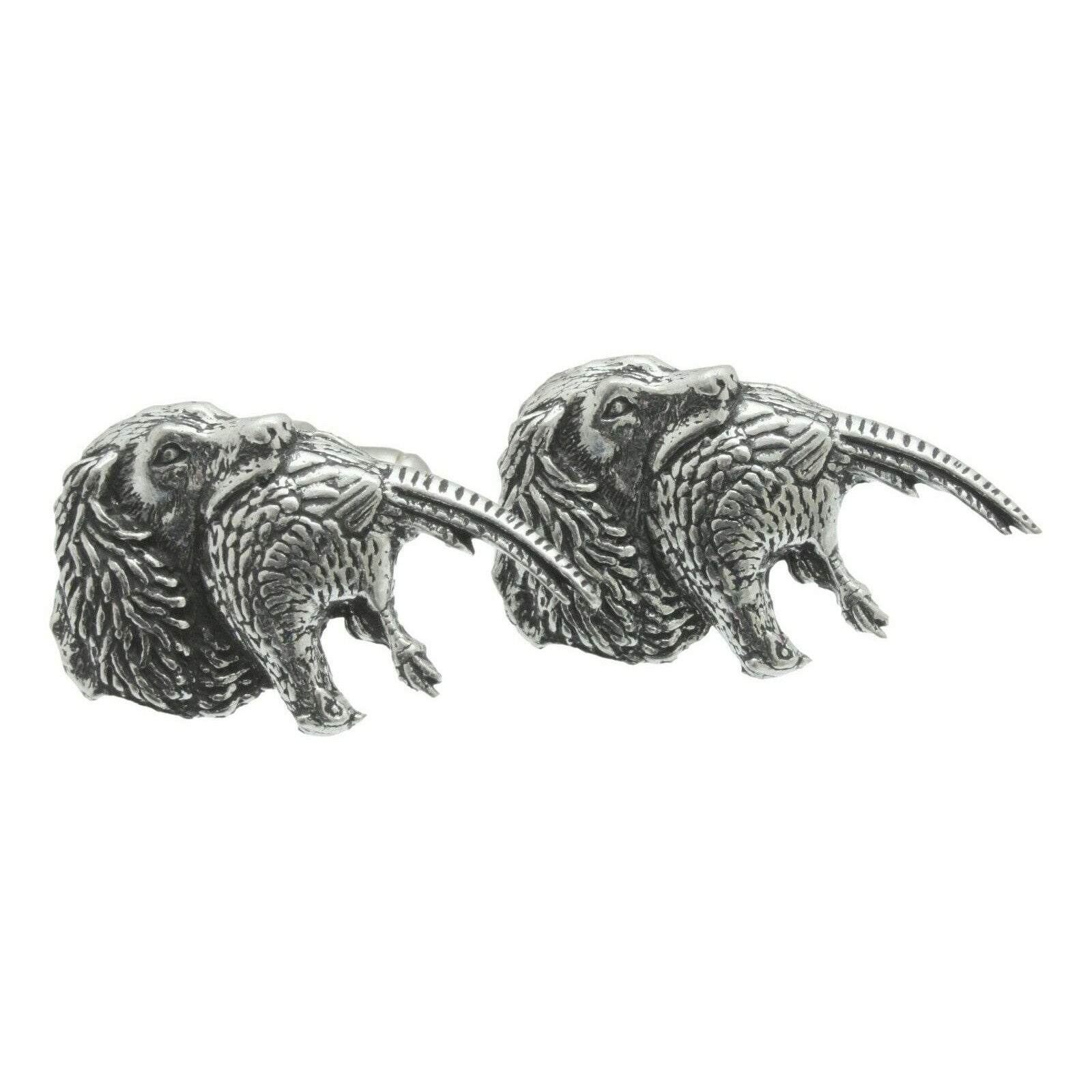 Pewter Spaniel and Pheasant Cufflinks