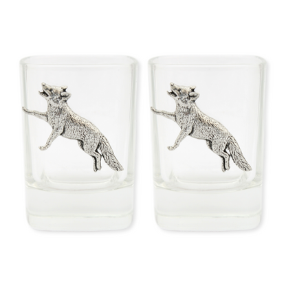 Fox Hunting Design Pair of 50ml Spirit Shot Glasses