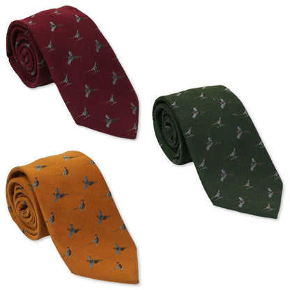 Personalised Gift Box Silk Pheasant Tie Burgundy, Mustard Or Green Colours
