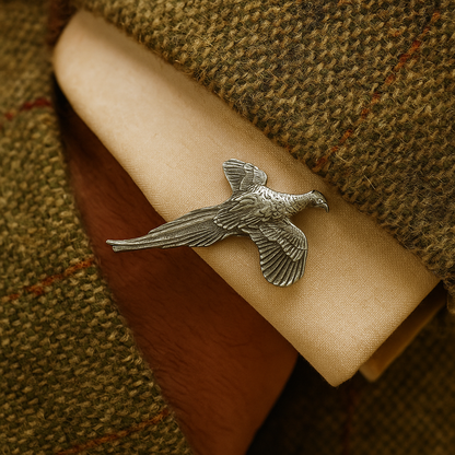 Pheasant English Pewter Cufflinks Set In Box