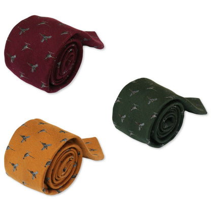 Personalised Gift Box Silk Pheasant Tie Burgundy, Mustard Or Green Colours