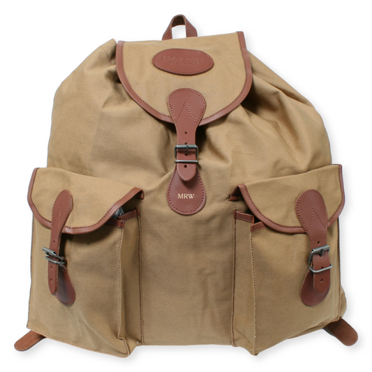 Personalised Canvas Roe Sack – Embossed Initials Hunting Bag with Leather Straps