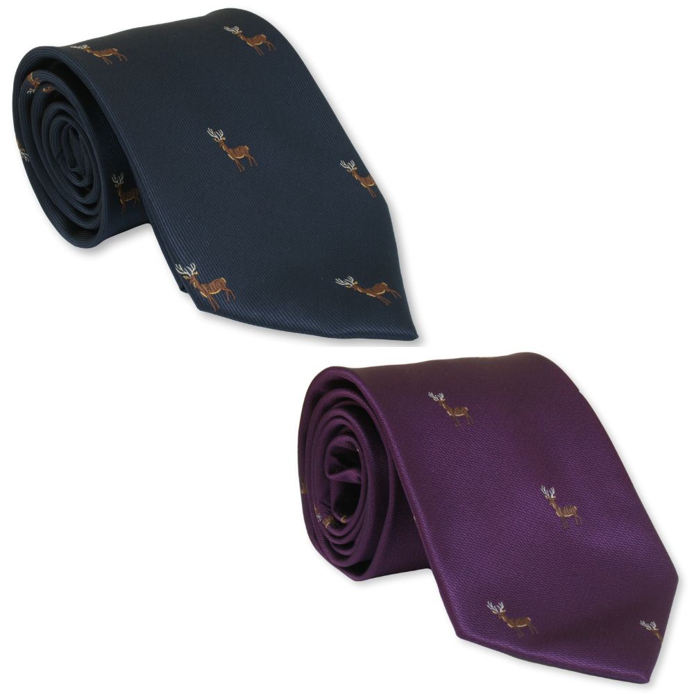 Luxury Navy or Purple Stag Buck Deer Neck Tie