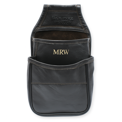 Black leather pouch with 'MRW' branding on a white background