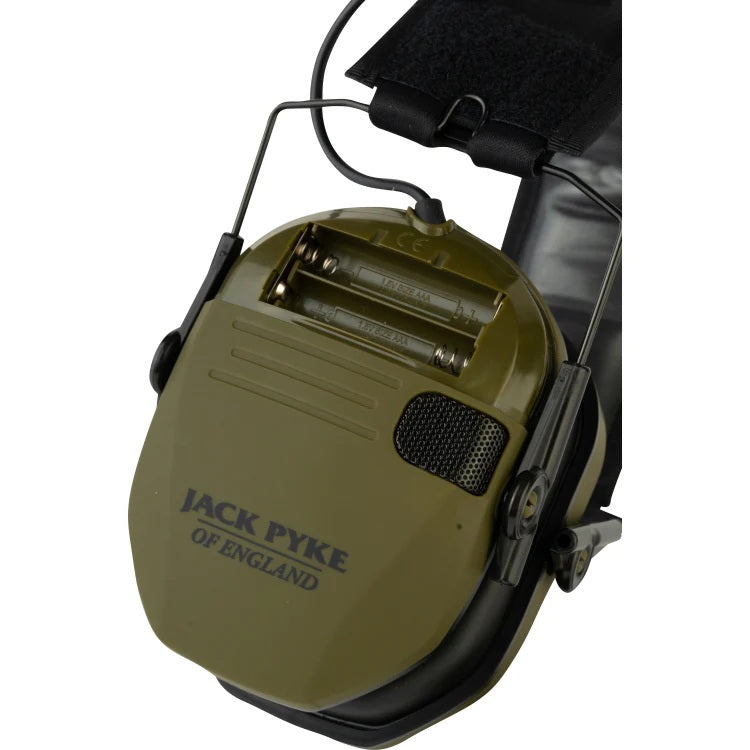 Green ear protection with 'Jack Pyke of England' branding on a white background
