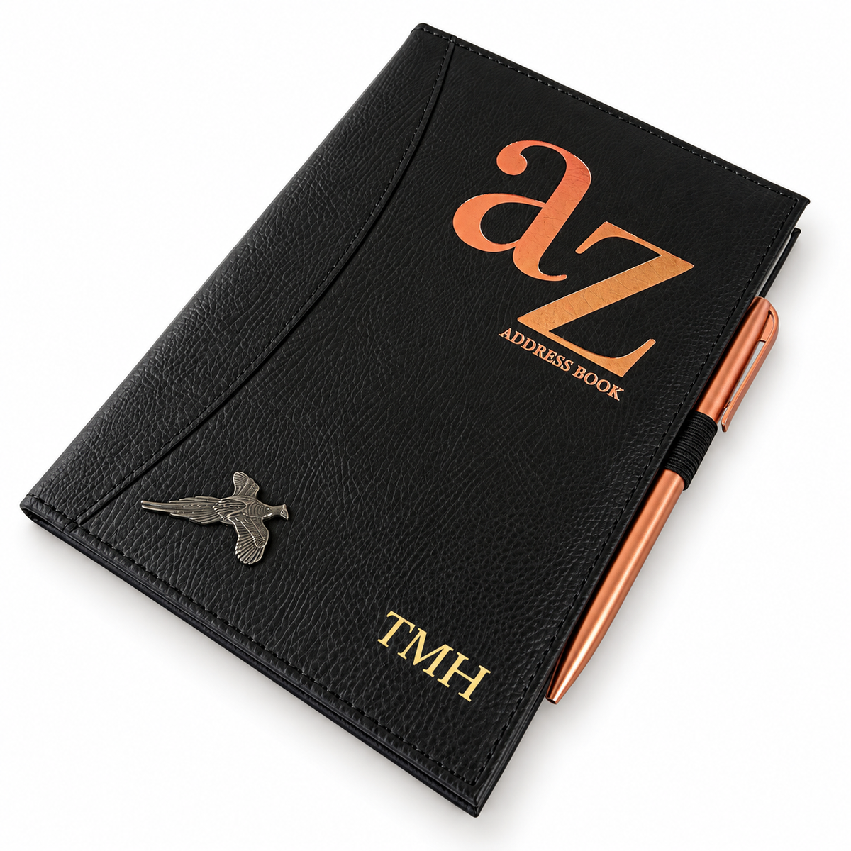 Personalised A5 Address Book with Pheasant & Gold Initials