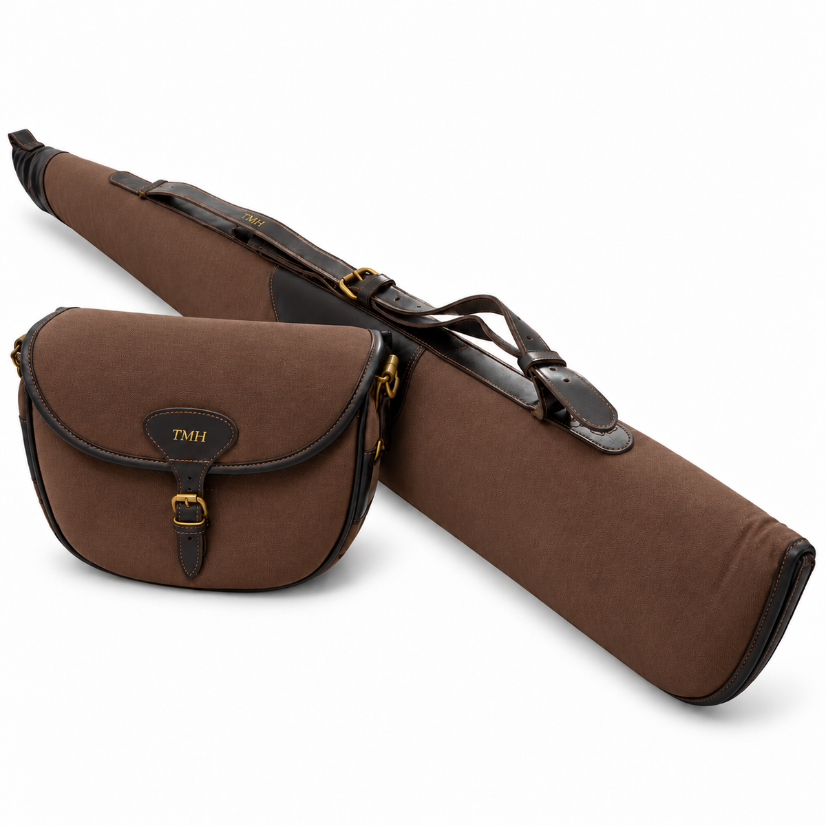 Personalised Canvas Cartridge Bag & Shotgun Gun Slip Brown