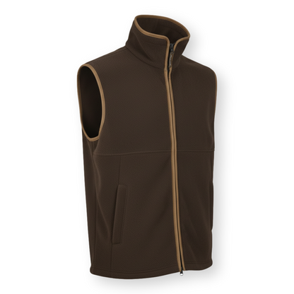 Brown Jack Pyke gillet with a zipper on a white background