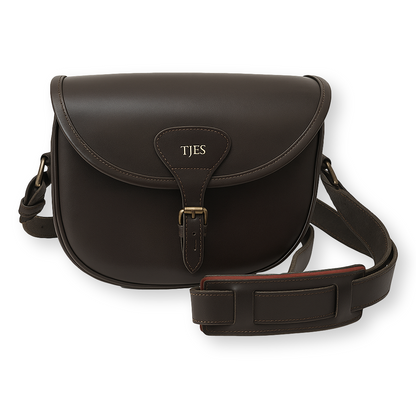 Personalised Initials Leather Shotgun Cartridge Bag With Shoulder Strap