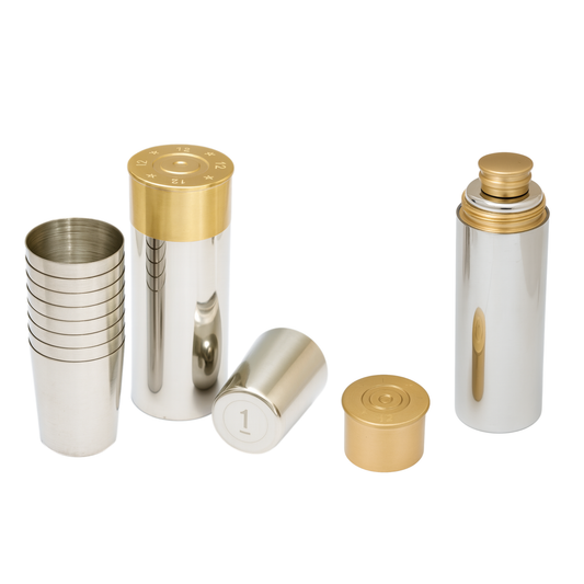 Cartridge shaped Hip Flask & Cups Set