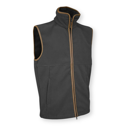 Charcoal Jack Pyke gillet with a zipper on a white background