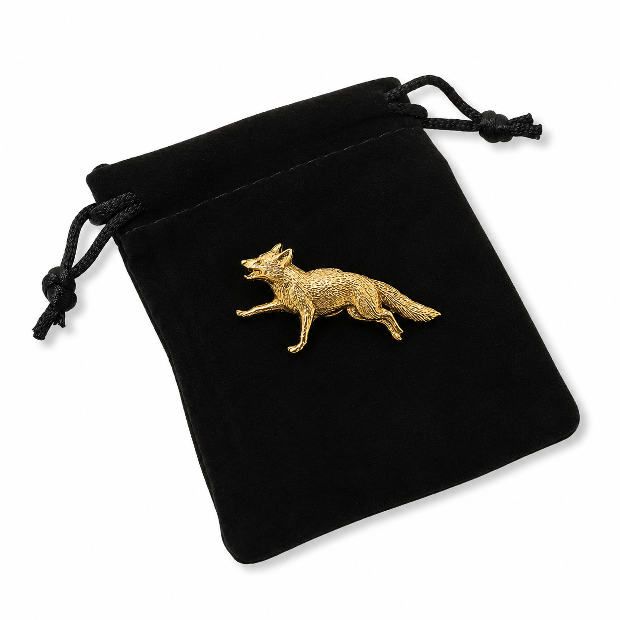Fox Running Gold Plated Lapel Pin