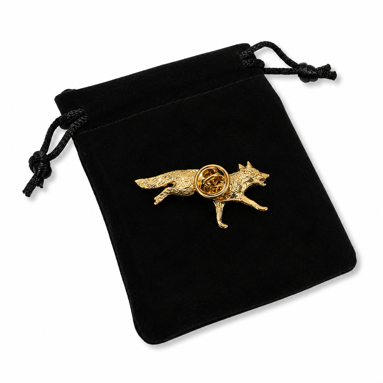 Fox Running Gold Plated Lapel Pin