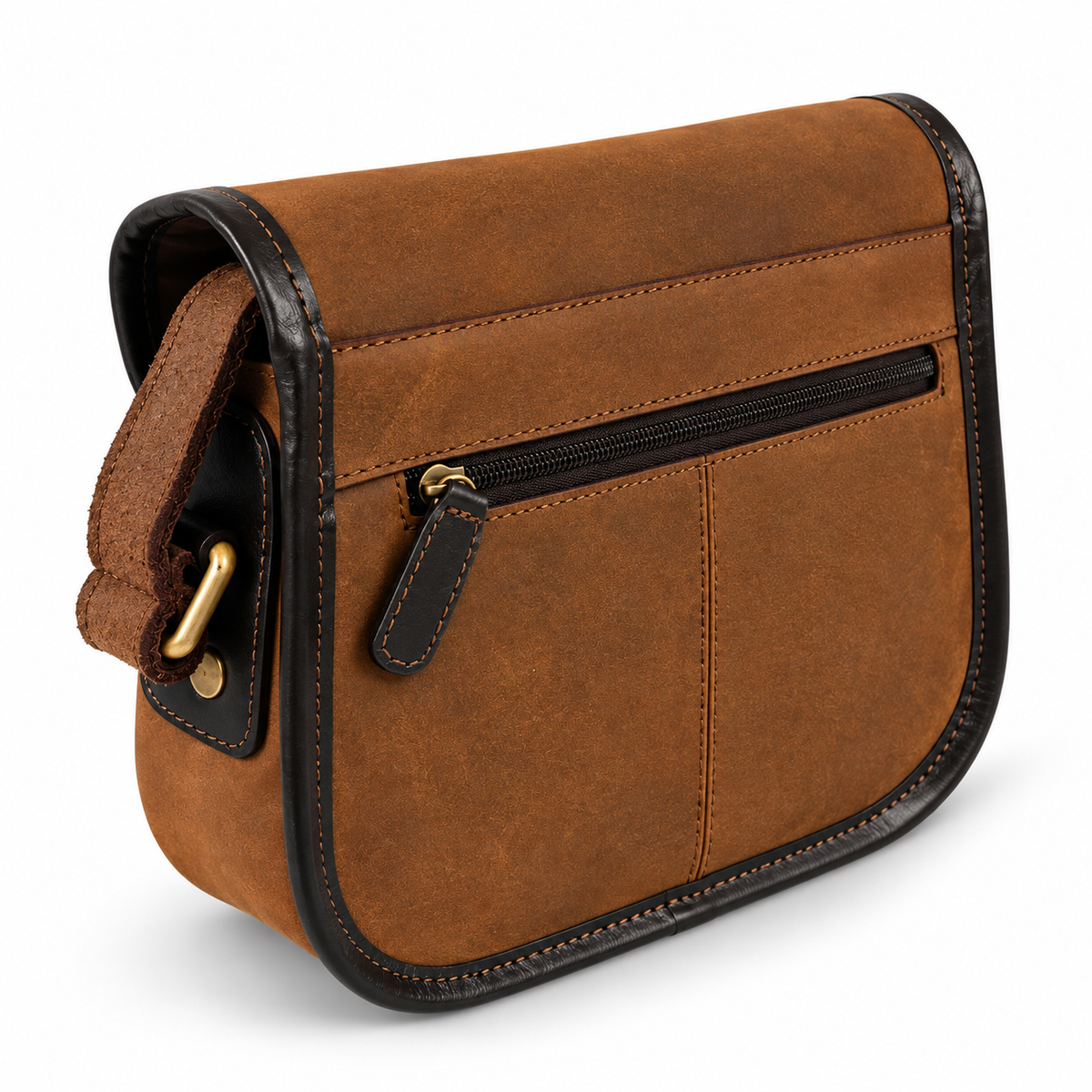 Personalised Leather Saddle Bag In Oily Brown