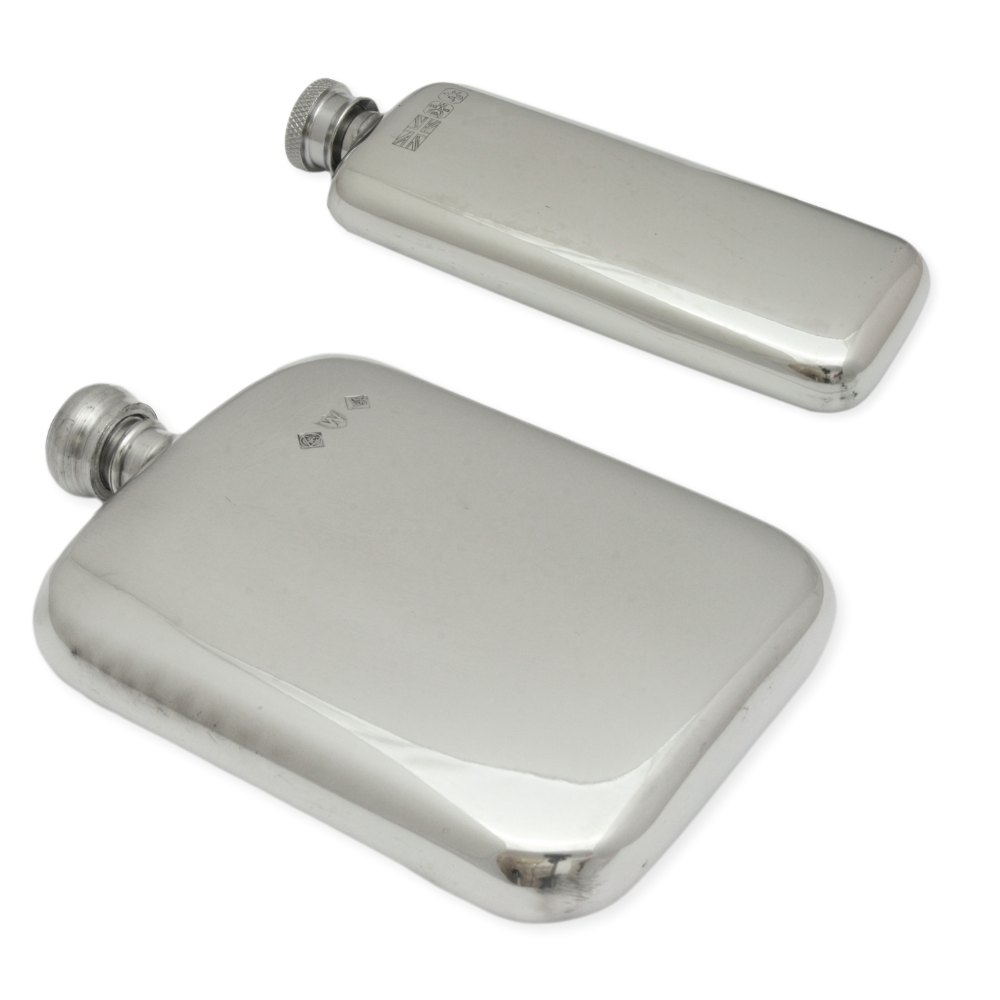 His & Hers English Pewter Hip Flask Set