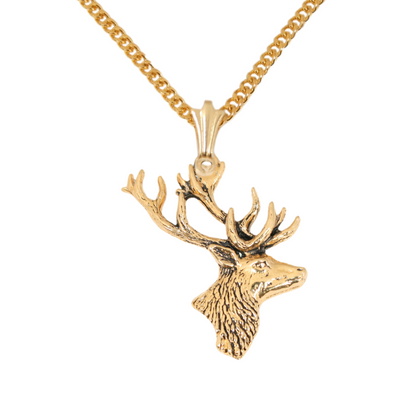 Stag Head Necklace – Pendant with Gift Box Gold & Silver