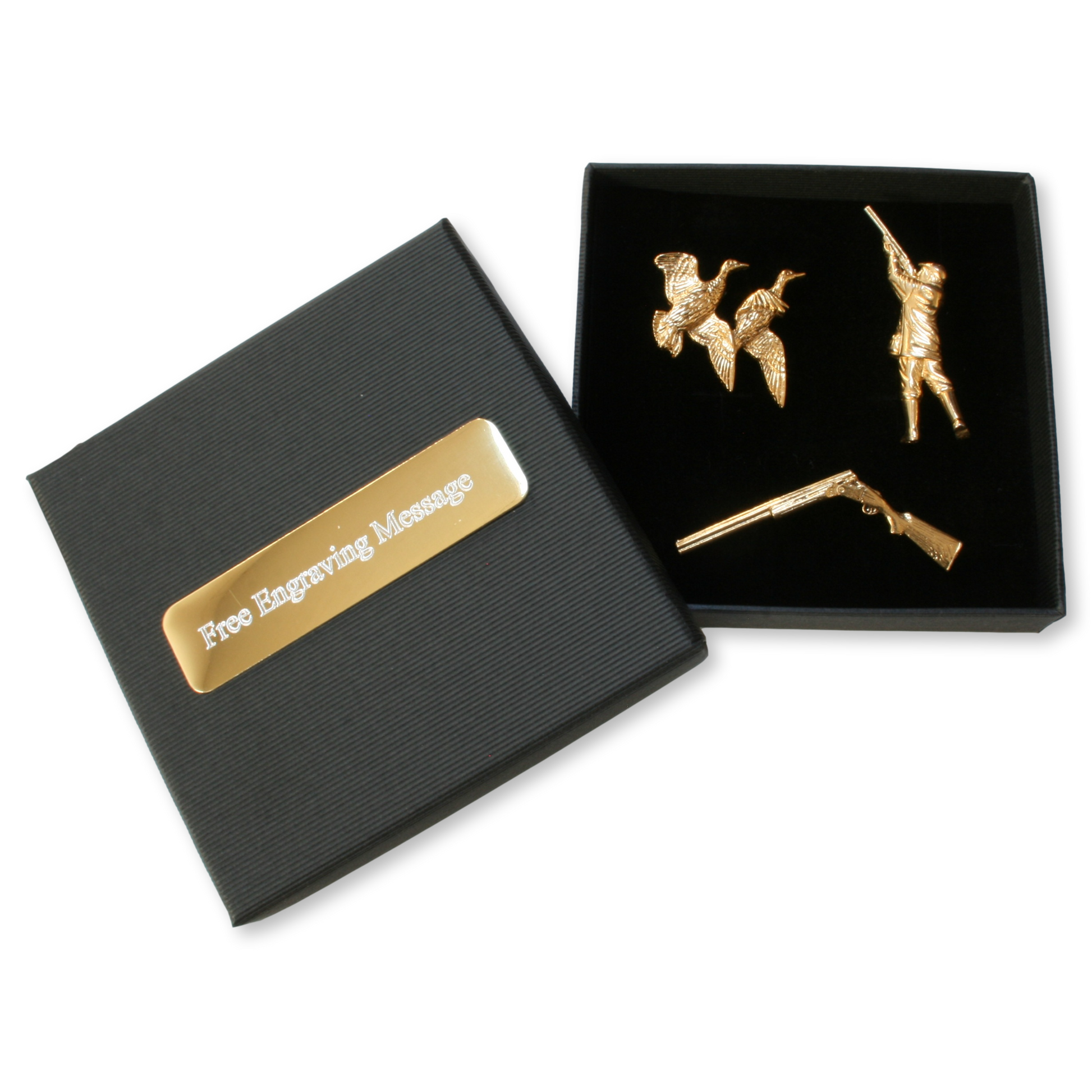 Duck shooting gold pin badges